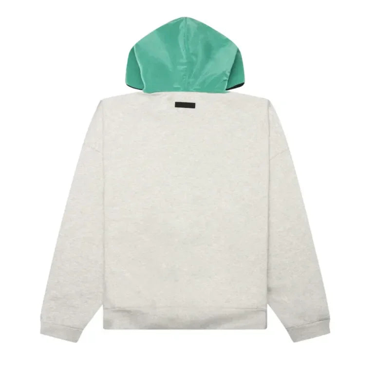 Fear Of God Essentials SS24 Nylon Fleece Hoodie Light Heather Grey/Mint Leaf