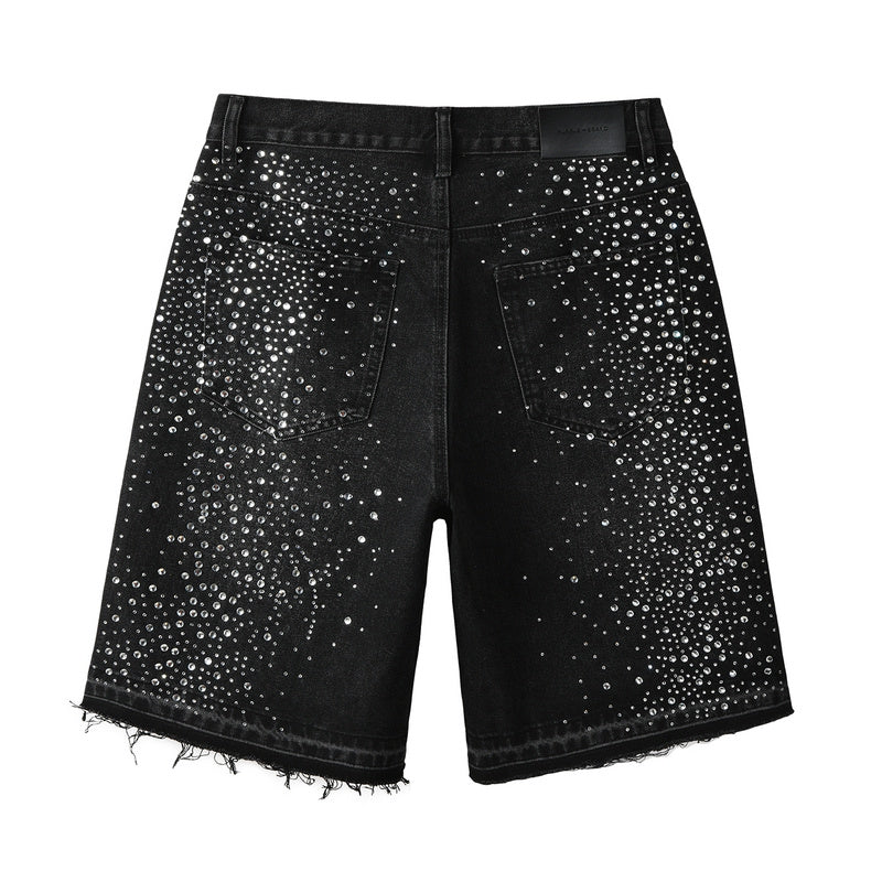 Purple Brand Crystal Diamond Denim Shorts #5103