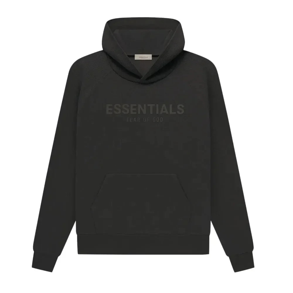 Fear Of God Essentials Waffle Raglan Hoodie Off Black