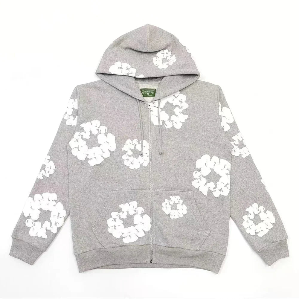 Denim Tears Cotton Wreath Zip Hoodie Grey